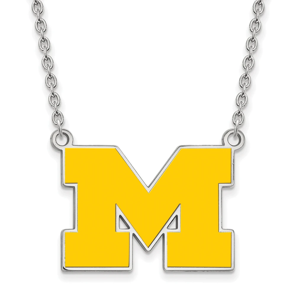 Women's Michigan Wolverines Sterling Silver Enameled Split Chain Necklace