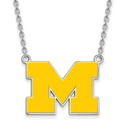 Women's Michigan Wolverines Sterling Silver Enameled Split Chain Necklace