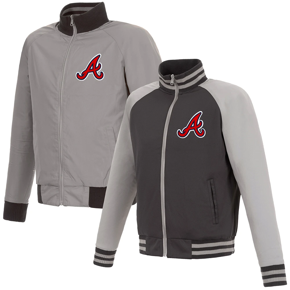 Men's JH Design Gray Atlanta Braves Reversible Track Jacket