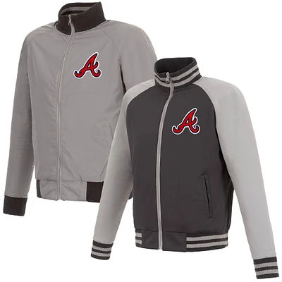 Men's JH Design Gray Atlanta Braves Reversible Track Jacket
