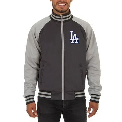Men's JH Design Gray Los Angeles Dodgers Reversible Track Jacket