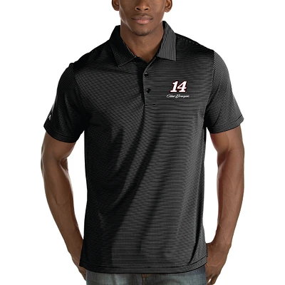 Men's Antigua Black Clint Bowyer Quest Striped Jersey Polo