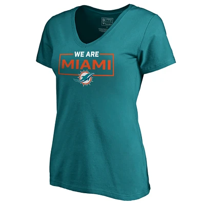 Women's Aqua Miami Dolphins We Are Icon V-Neck T-Shirt