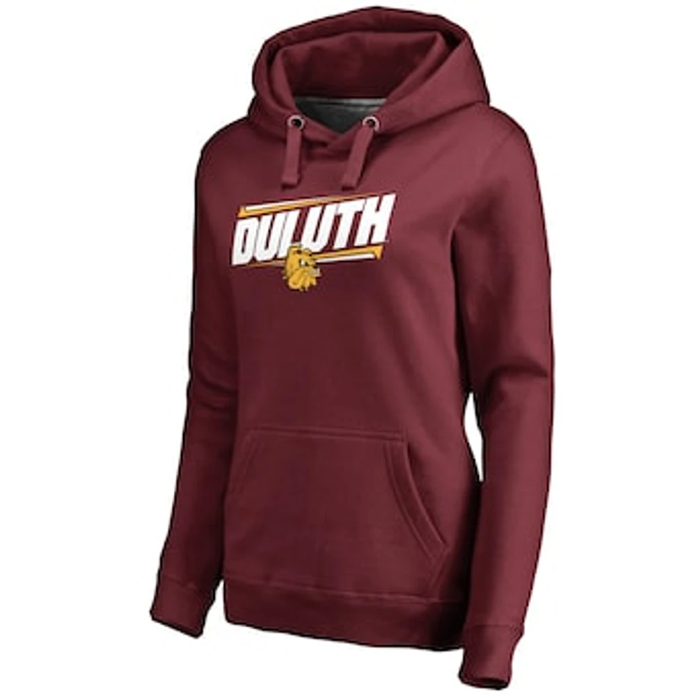 Women's Fanatics Garnet Minnesota Duluth Bulldogs Double Bar Pullover Hoodie