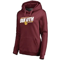 Women's Fanatics Garnet Minnesota Duluth Bulldogs Double Bar Pullover Hoodie