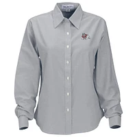 Women's Gray Fresno State Bulldogs Velocity Oxford Plus Button-Up Long Sleeve Shirt