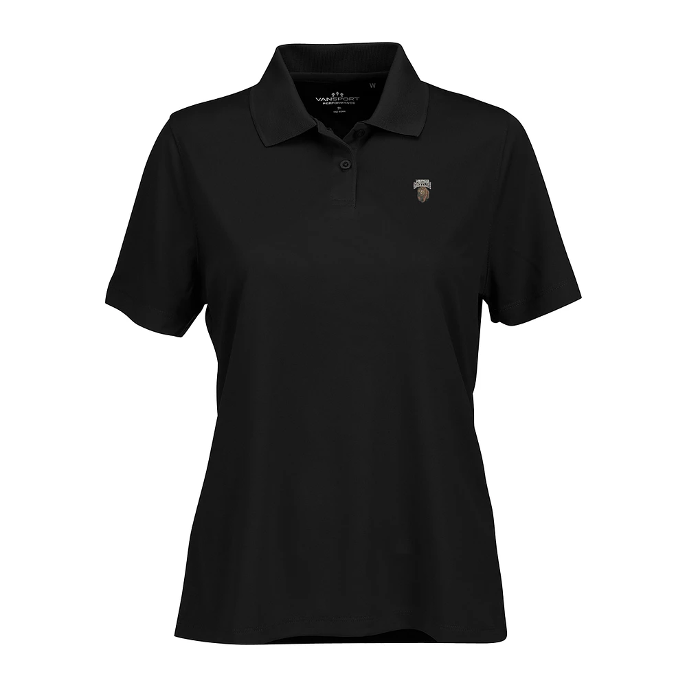 Women's Black Montana Grizzlies Vansport Omega Plus Tech Polo