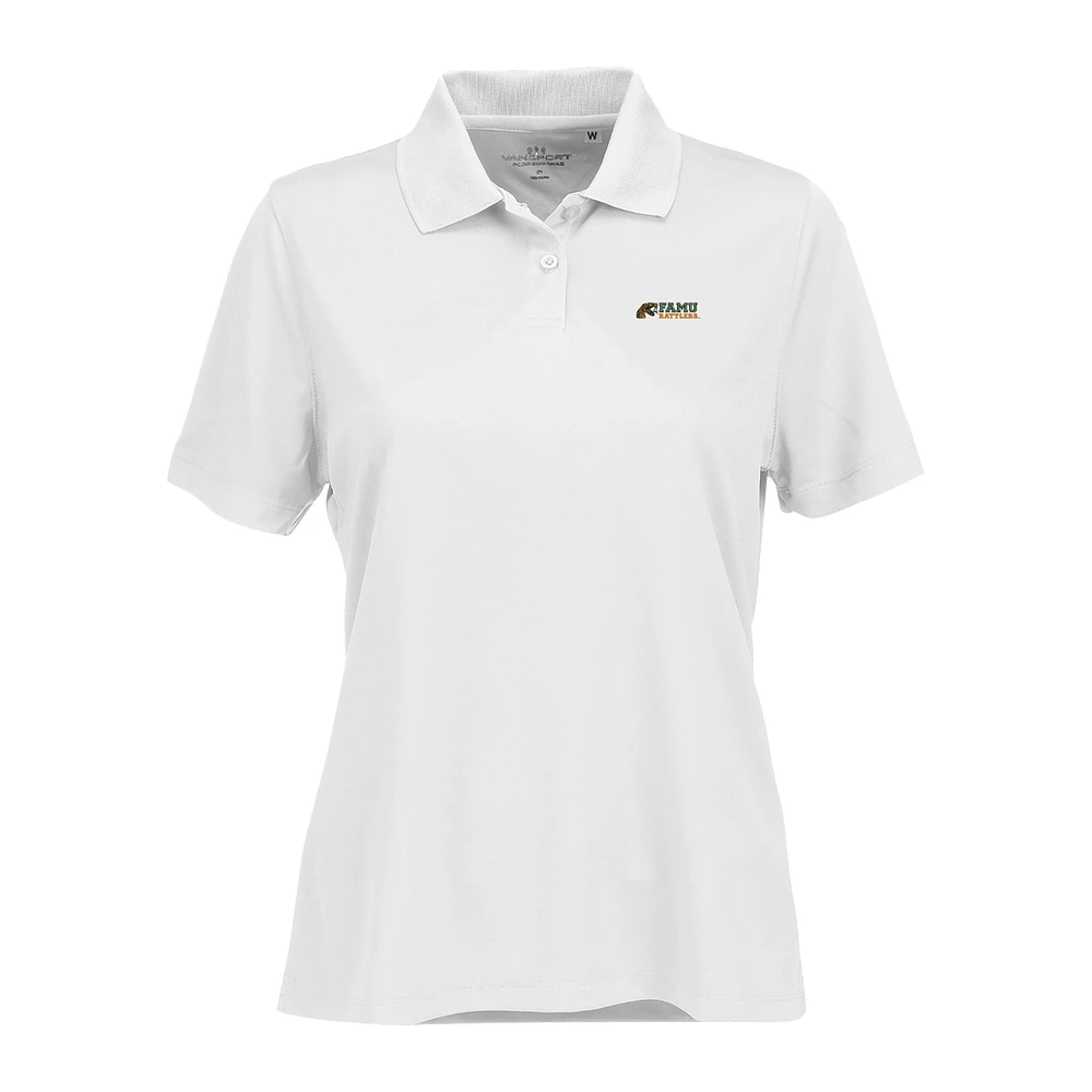 Women's White Florida A&M Rattlers Vansport Omega Plus Tech Polo