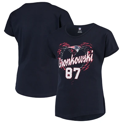 Girls Youth Rob Gronkowski Navy New England Patriots Sonic Heart Player Name & Number Dolman T-Shirt