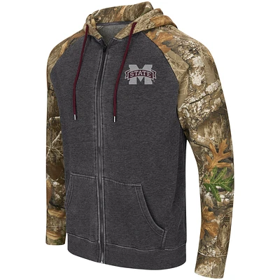 Men's Colosseum Charcoal/Realtree Camo Mississippi State Bulldogs Edge Full-Zip Hoodie