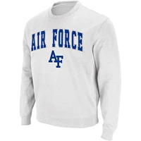 Men's Colosseum White Air Force Falcons Arch & Logo Crew Neck Sweatshirt