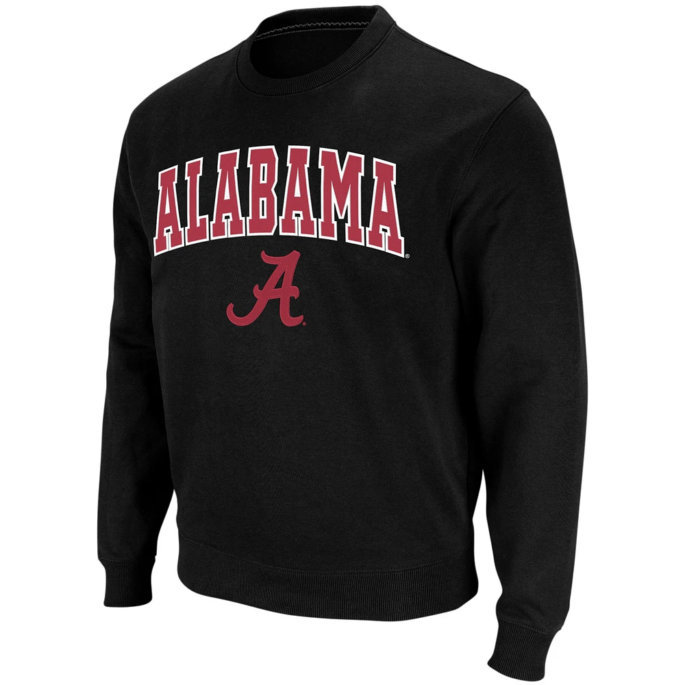 Men's Colosseum Black Alabama Crimson Tide Arch & Logo Crew Neck Sweatshirt