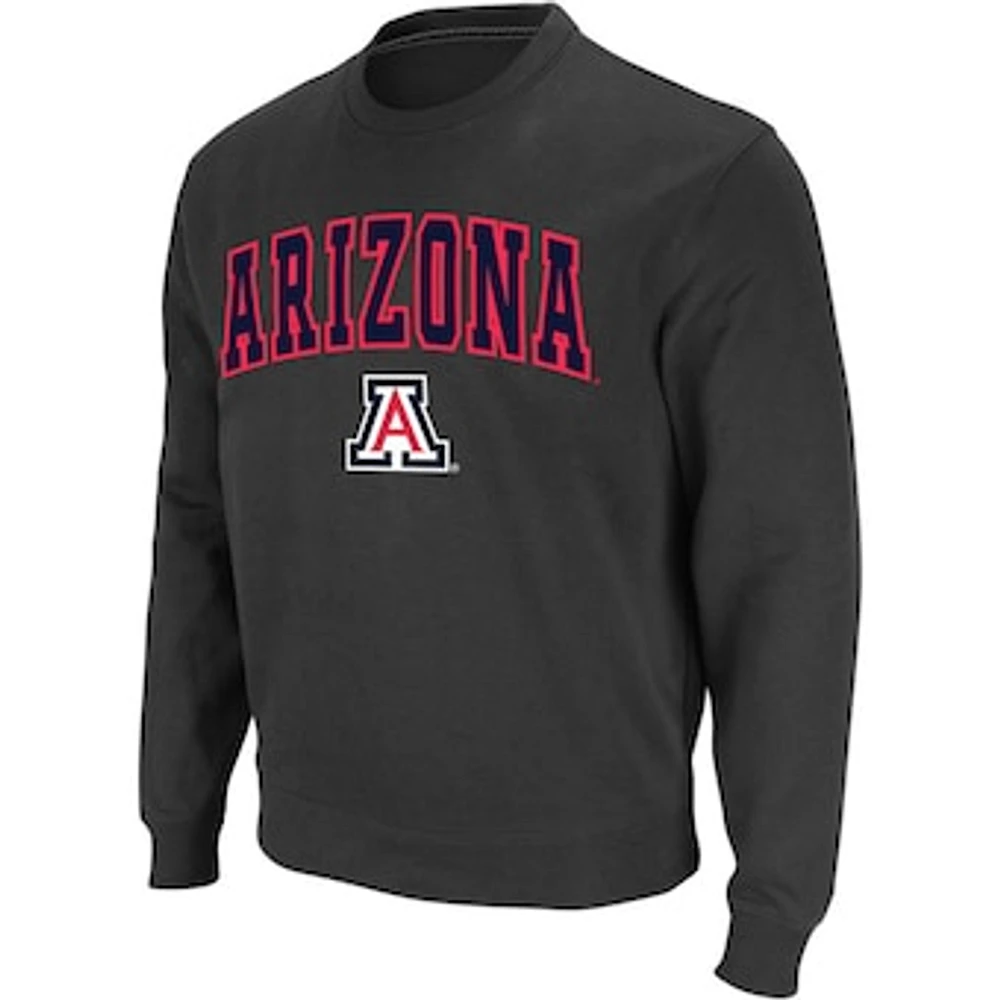 Men's Colosseum Charcoal Arizona Wildcats Arch & Logo Crew Neck Sweatshirt