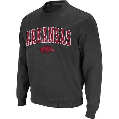 Men's Colosseum Charcoal Arkansas Razorbacks Arch & Logo Crew Neck Sweatshirt