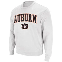 Men's Colosseum White Auburn Tigers Arch & Logo Crew Neck Sweatshirt