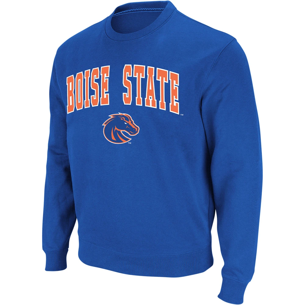 Men's Colosseum Royal Boise State Broncos Arch & Logo Crew Neck Sweatshirt