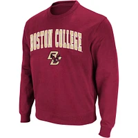 Men's Colosseum Maroon Boston College Eagles Arch & Logo Crew Neck Sweatshirt