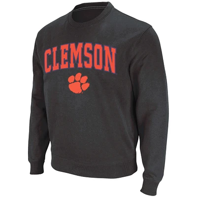 Men's Colosseum Charcoal Clemson Tigers Arch & Logo Crew Neck Sweatshirt