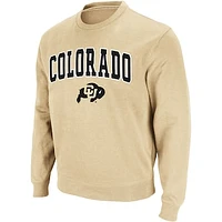 Men's Colosseum Gold Colorado Buffaloes Arch & Logo Crew Neck Sweatshirt