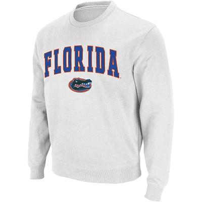 Men's Colosseum White Florida Gators Arch & Logo Crew Neck Sweatshirt