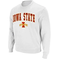 Men's Colosseum White Iowa State Cyclones Arch & Logo Crew Neck Sweatshirt