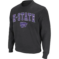 Men's Colosseum Charcoal Kansas State Wildcats Arch & Logo Crew Neck Sweatshirt