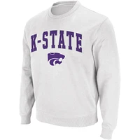 Men's Colosseum White Kansas State Wildcats Arch & Logo Crew Neck Sweatshirt