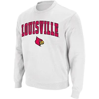 Men's Colosseum White Louisville Cardinals Arch & Logo Crew Neck Sweatshirt