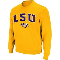 Men's Colosseum Gold LSU Tigers Arch & Logo Crew Neck Sweatshirt