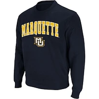 Men's Colosseum Navy Marquette Golden Eagles Arch & Logo Crew Neck Sweatshirt