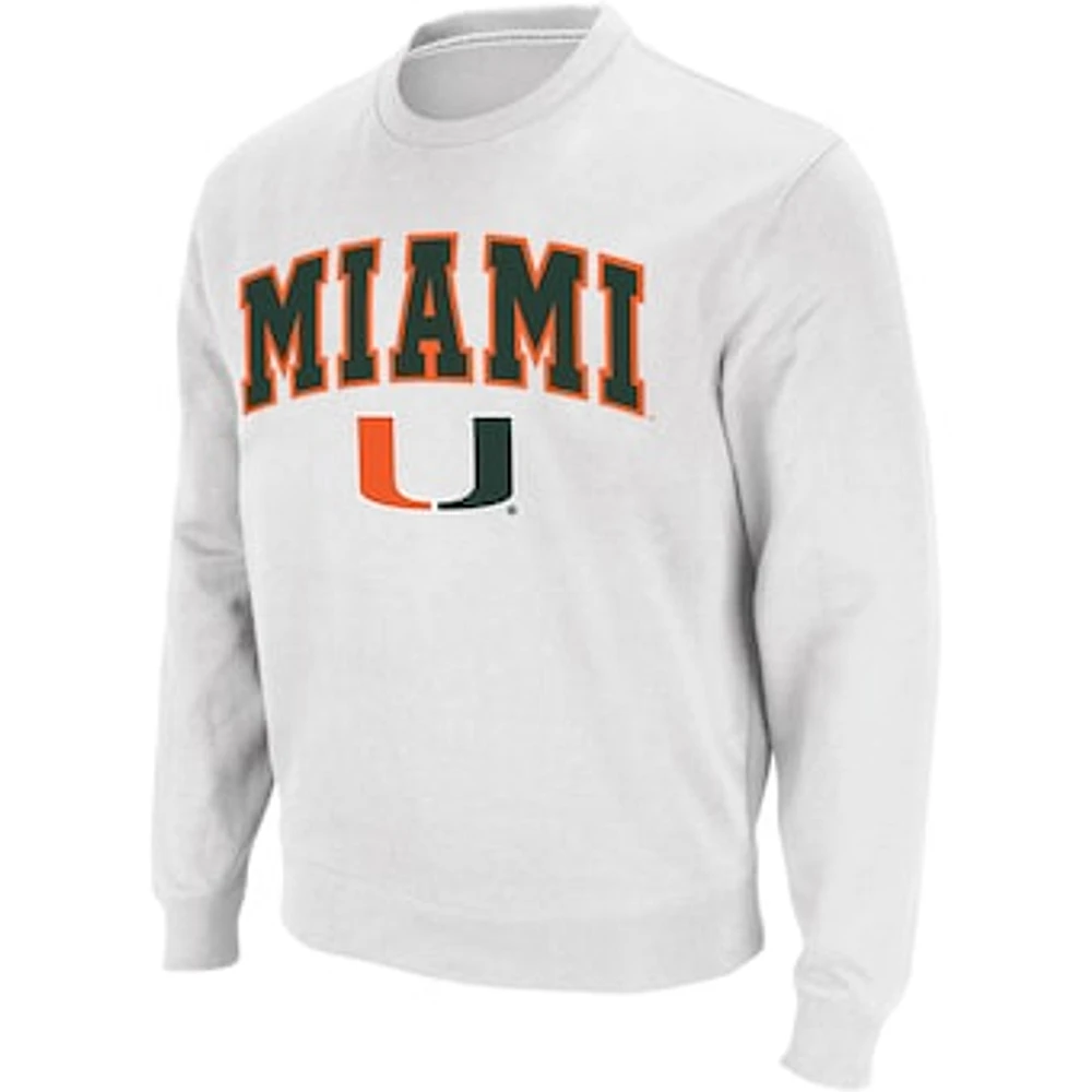 Men's Colosseum Miami Hurricanes Arch & Logo Crew Neck Sweatshirt