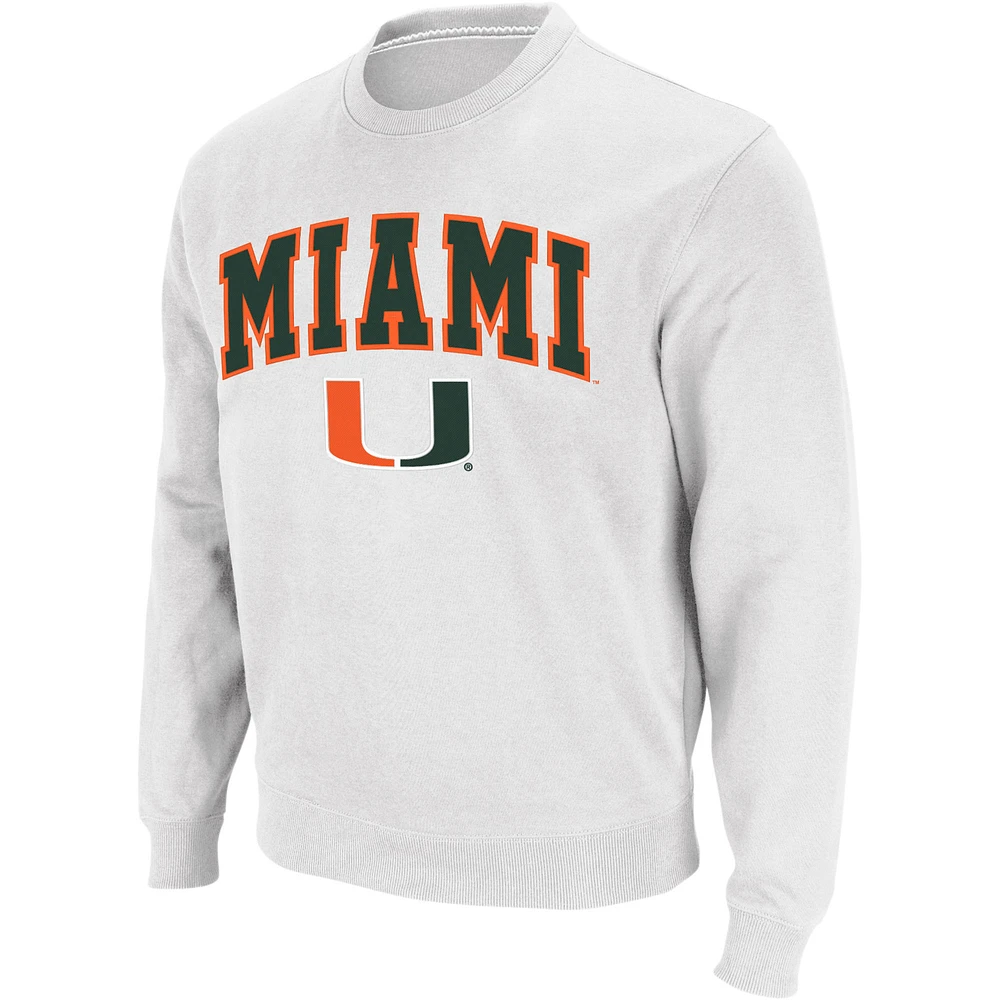 Men's Colosseum Miami Hurricanes Arch & Logo Crew Neck Sweatshirt