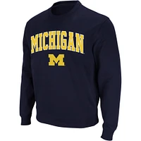 Men's Colosseum Navy Michigan Wolverines Arch & Logo Crew Neck Sweatshirt