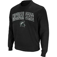 Men's Colosseum Michigan State Spartans Arch & Logo Crew Neck Sweatshirt