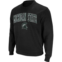 Men's Colosseum Michigan State Spartans Arch & Logo Crew Neck Sweatshirt
