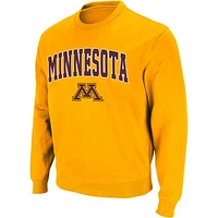 Men's Colosseum Gold Minnesota Golden Gophers Arch & Logo Crew Neck Sweatshirt