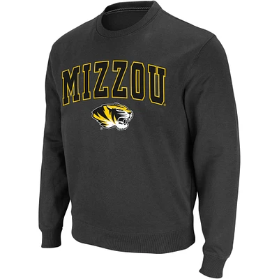 Men's Colosseum Charcoal Missouri Tigers Arch & Logo Crew Neck Sweatshirt