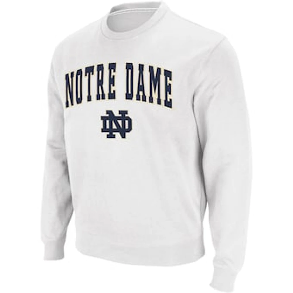 Men's Colosseum White Notre Dame Fighting Irish Arch & Logo Crew Neck Sweatshirt