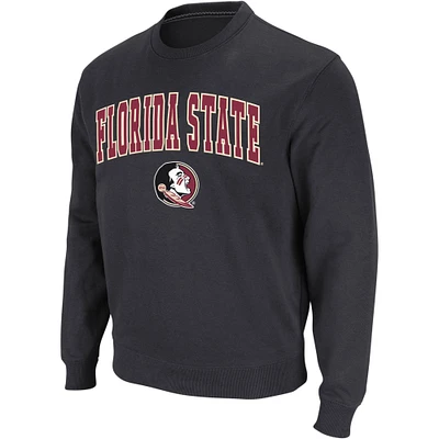 Men's Colosseum Charcoal Florida State Seminoles Arch & Logo Crew Neck Sweatshirt