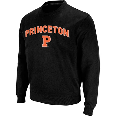 Men's Colosseum Black Princeton Tigers Arch & Logo Crew Neck Sweatshirt