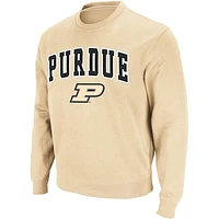 Men's Colosseum Gold Purdue Boilermakers Arch & Logo Crew Neck Sweatshirt