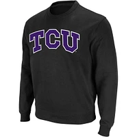 Men's Colosseum Black TCU Horned Frogs Arch & Logo Crew Neck Sweatshirt