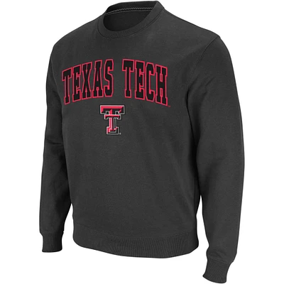 Men's Colosseum Charcoal Texas Tech Red Raiders Arch & Logo Crew Neck Sweatshirt