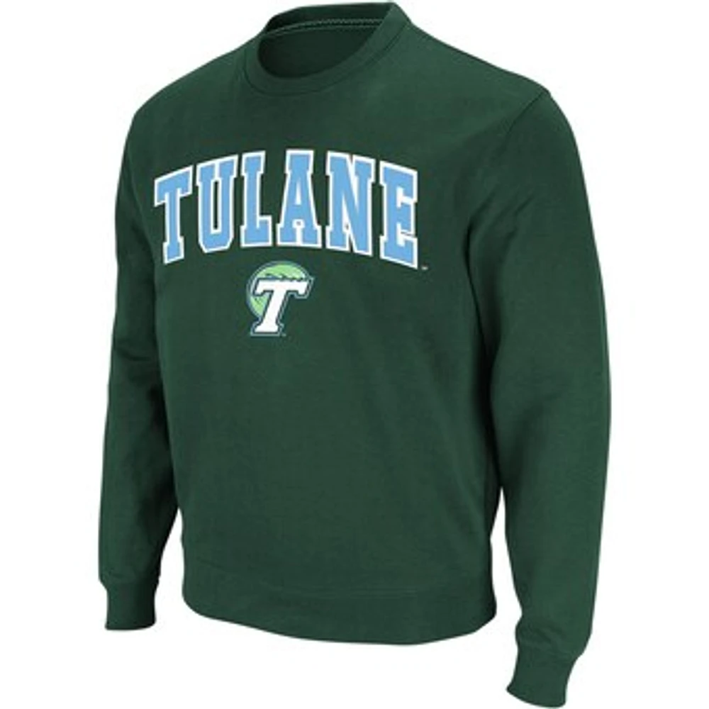 Men's Colosseum Green Tulane Green Wave Arch & Logo Crew Neck Sweatshirt