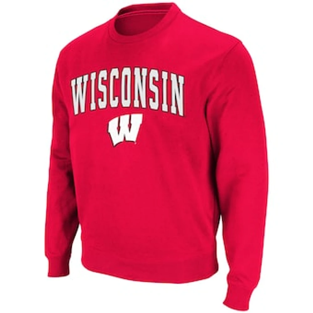 Men's Colosseum Wisconsin Badgers Arch & Logo Crew Neck Sweatshirt