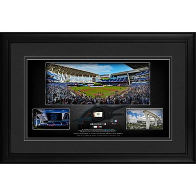 Miami Marlins Framed 10" x 18" Stadium Panoramic Collage with a Piece of Game-Used Baseball - Limited Edition of 500