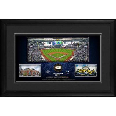 Milwaukee Brewers Framed 10" x 18" Stadium Panoramic Collage with a Piece of Game-Used Baseball - Limited Edition of 500