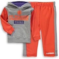 Toddler Colosseum Heathered Gray/Orange Clemson Tigers Back To School Fleece Hoodie And Pant Set