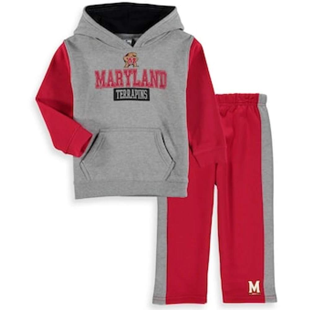 Toddler Colosseum Heathered Gray/Red Maryland Terrapins Back To School Fleece Hoodie And Pant Set