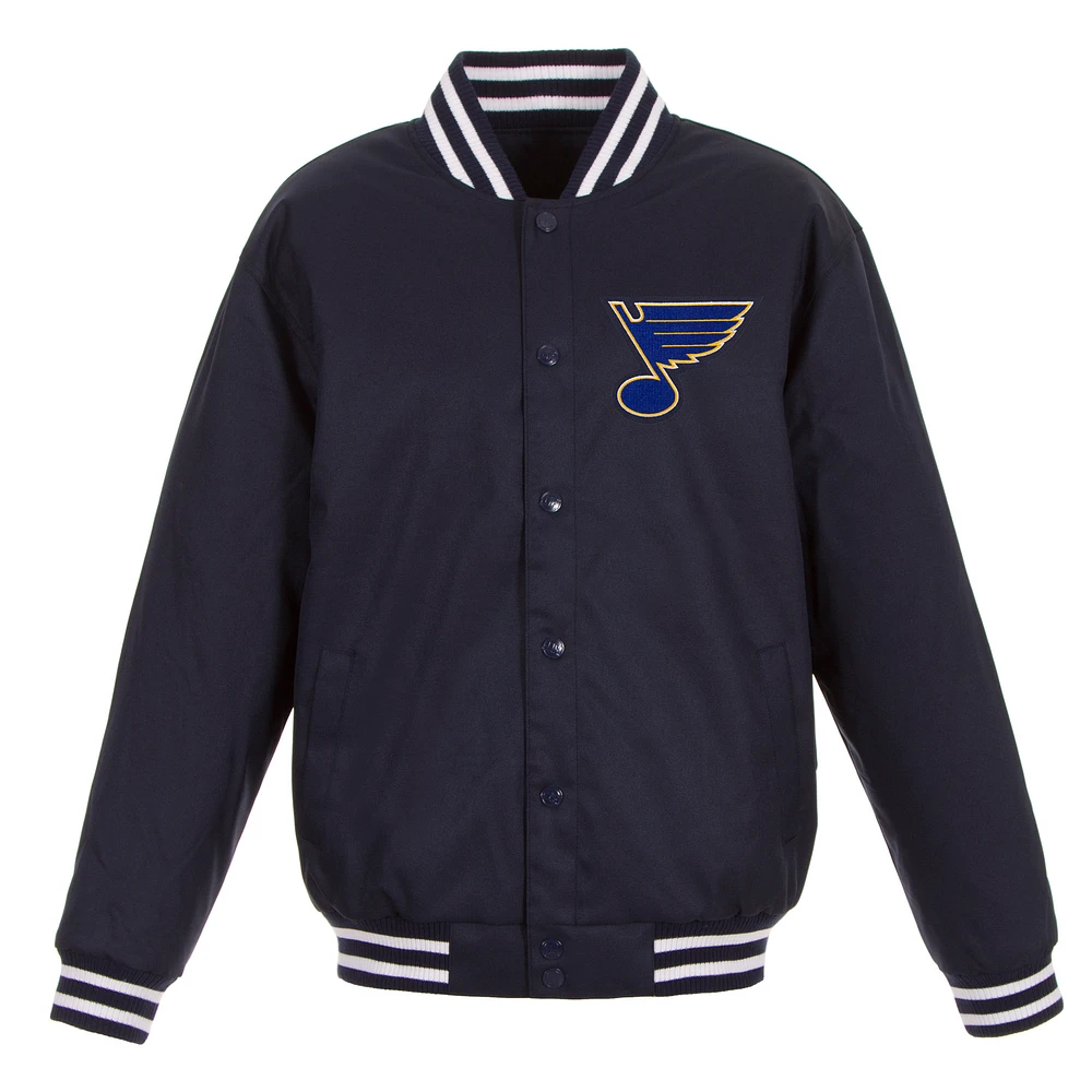 Men's JH Design Navy St. Louis Blues Front Hit Poly Twill Jacket